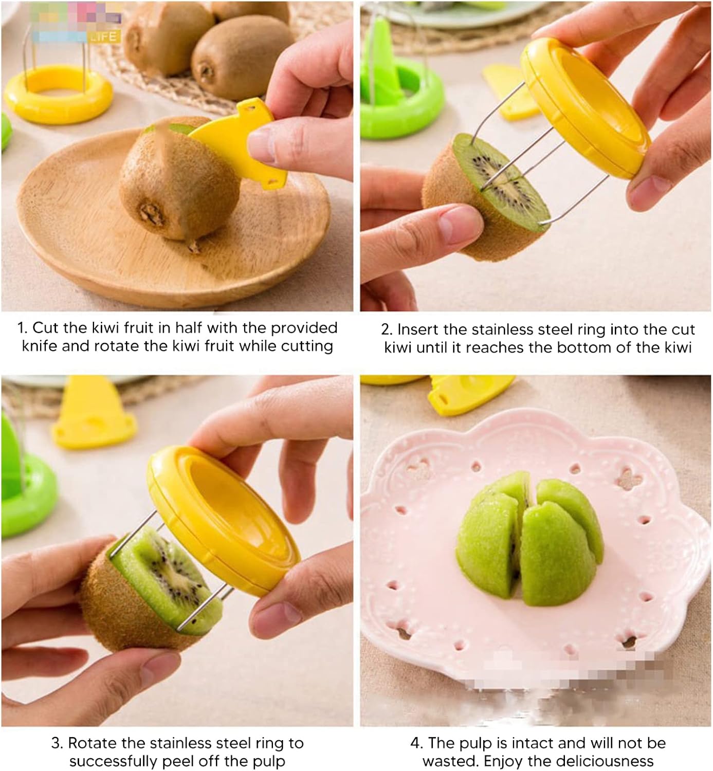 Green Kiwi Fruit Cut Digging Core Twister Slicer